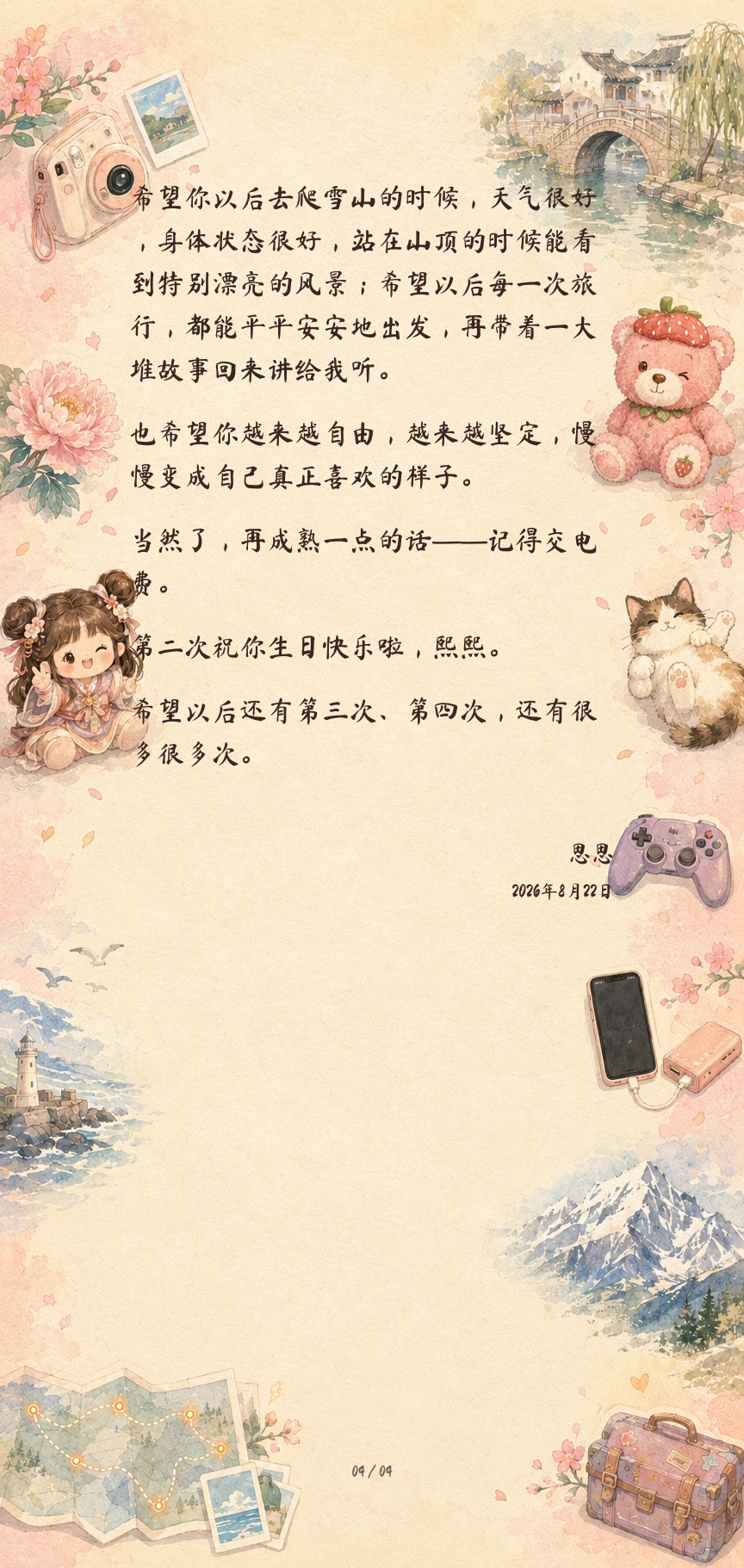 思思写给熙熙的生日祝福结尾